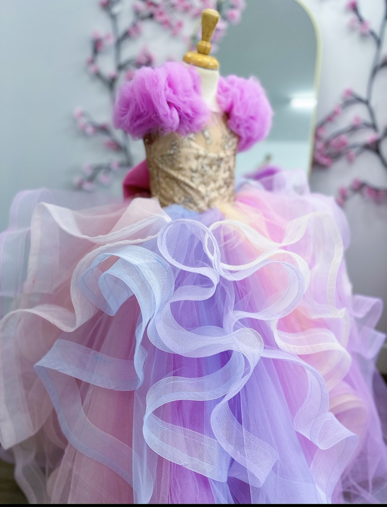 Pastel horsehair ruffle gown Pastel horsehair ruffle gown