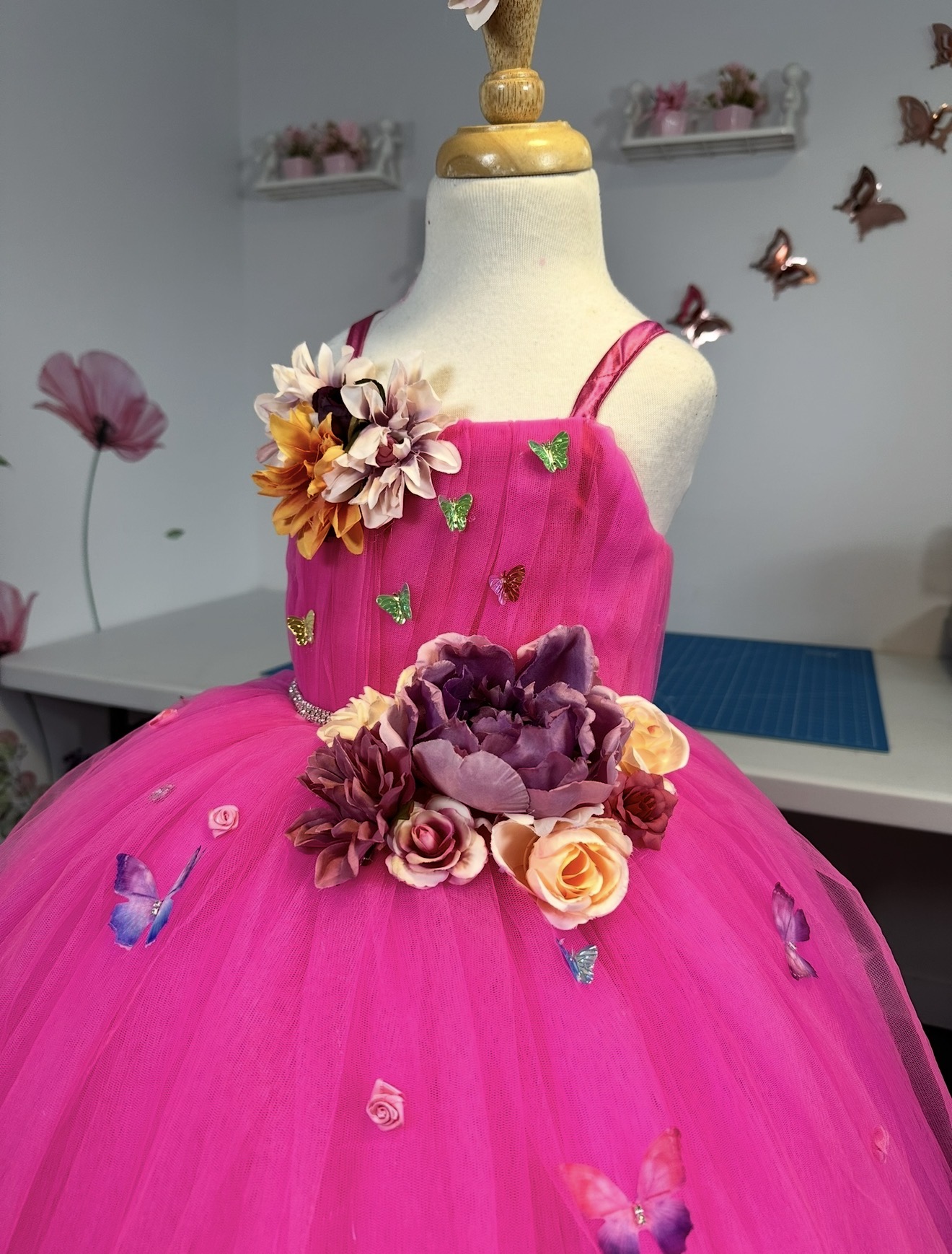 Fuchsia floral tulle ball dress Fuchsia floral tulle ball dress