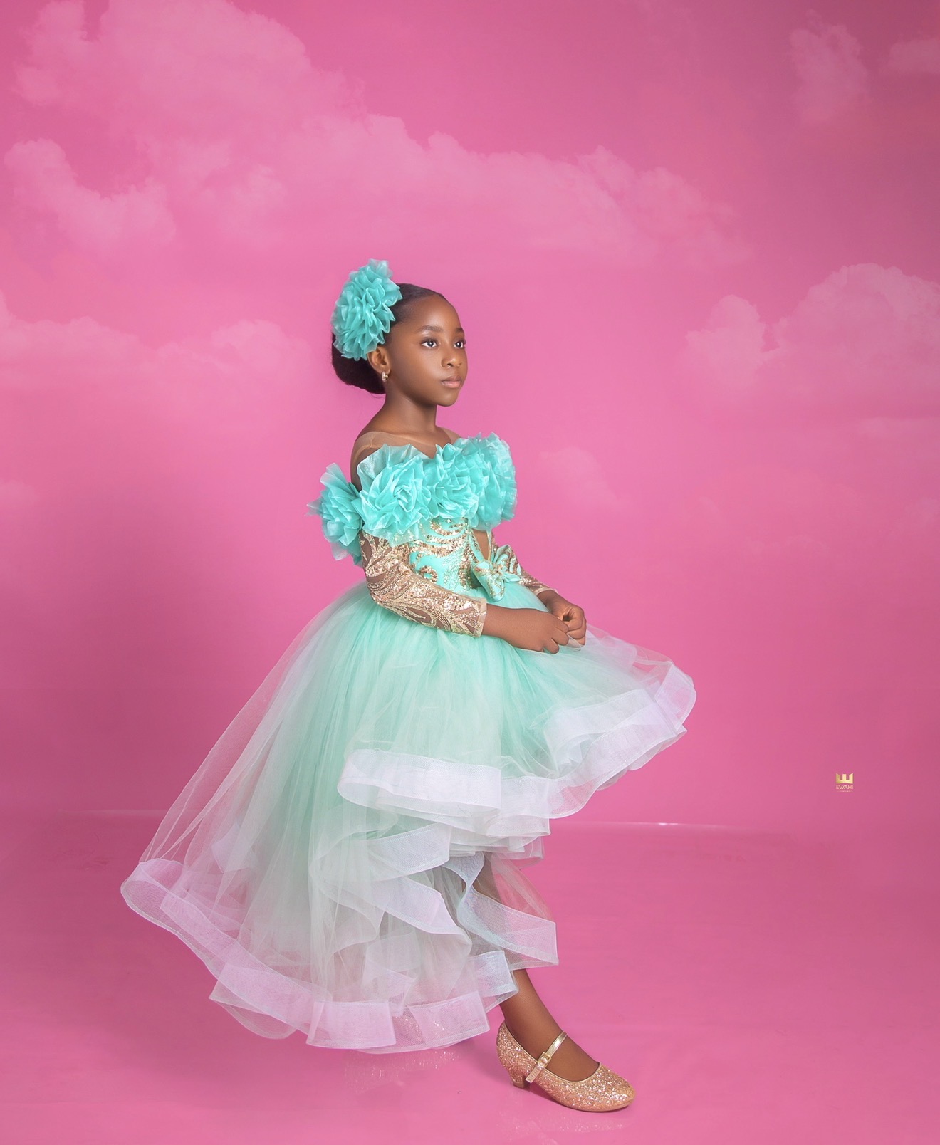 Mint organza rosette gown Mint organza rosette gown