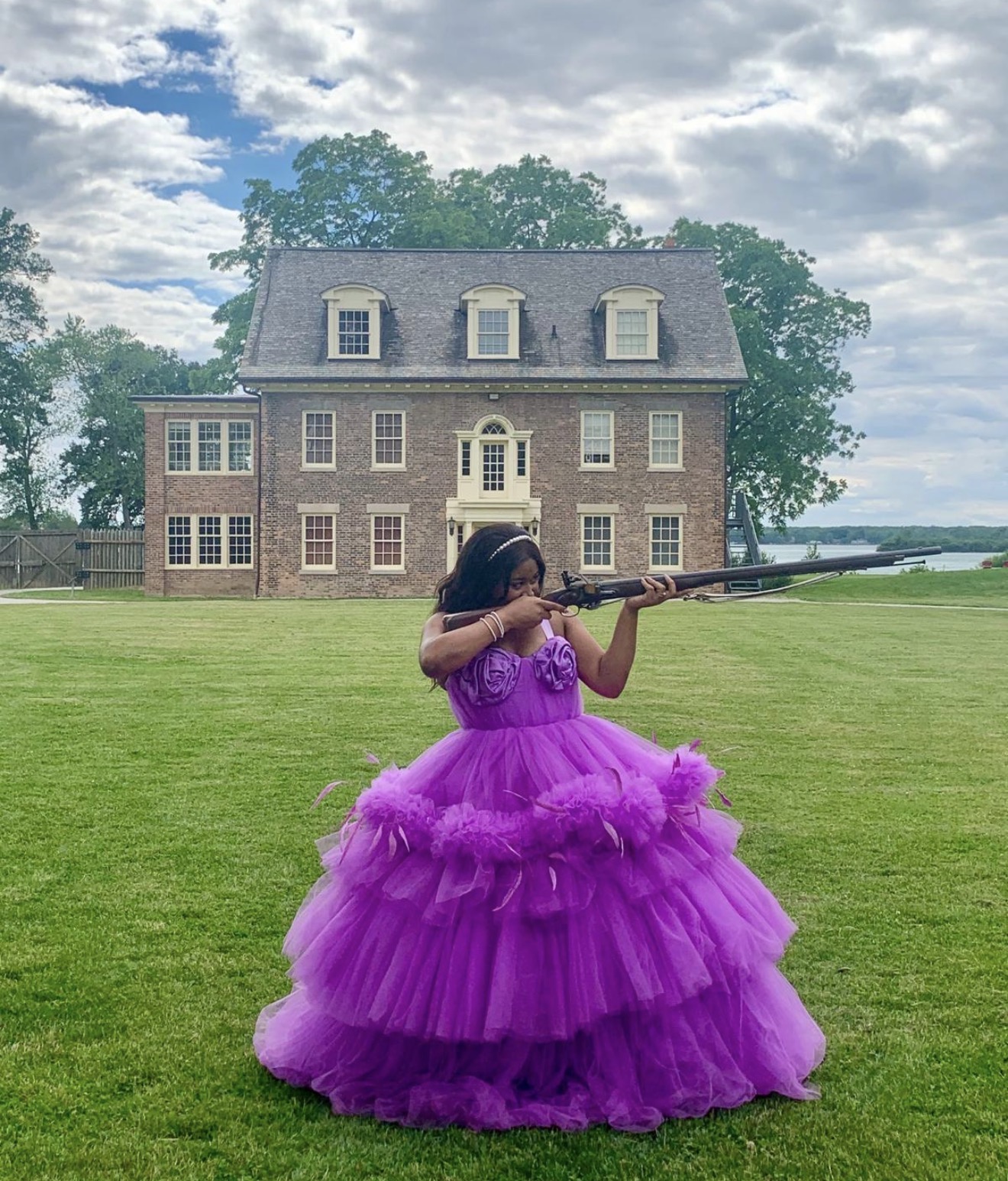 Purple tiered feather ballgown Purple tiered feather ballgown